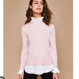 Ted Baker Kaarina pink Pleated neck mockable sweater size 2 PLEASE READ